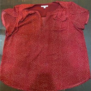 Satin blouse from stitch fix. Red with white polka dots. Super cute in person